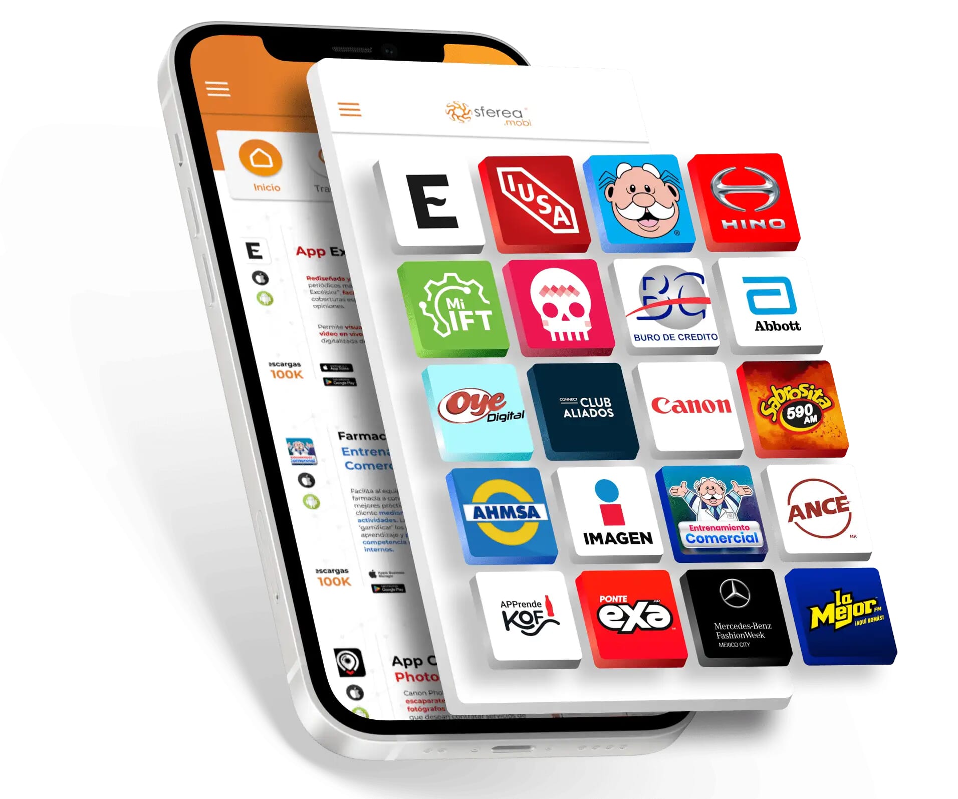 Teléfono con apps desarrolladas por Sferea